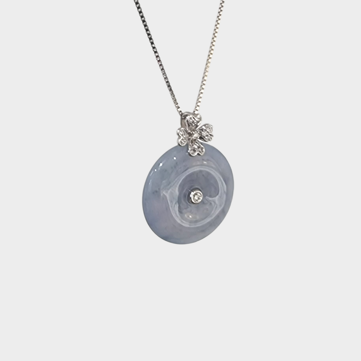 Lavender "Lucky Coin" Jadeite Jade Pendant in White Gold with Diamonds