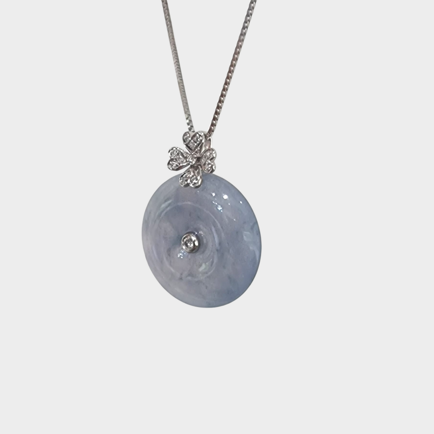 Lavender "Lucky Coin" Jadeite Jade Pendant in White Gold with Diamonds