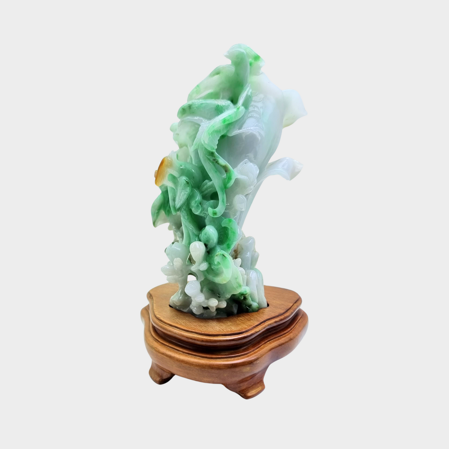 "The Majestic Crown Cranes" Jadeite Jade Display