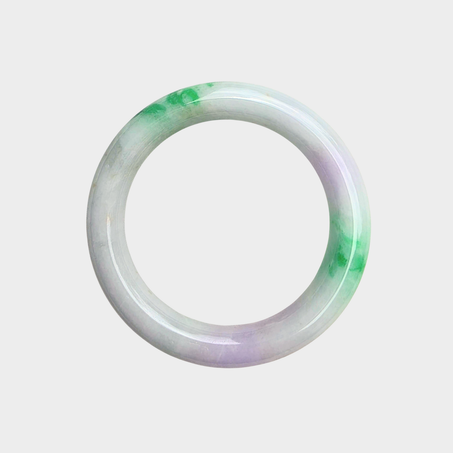 Green and Lavender Jadeite Jade Bangle - 53mm Round