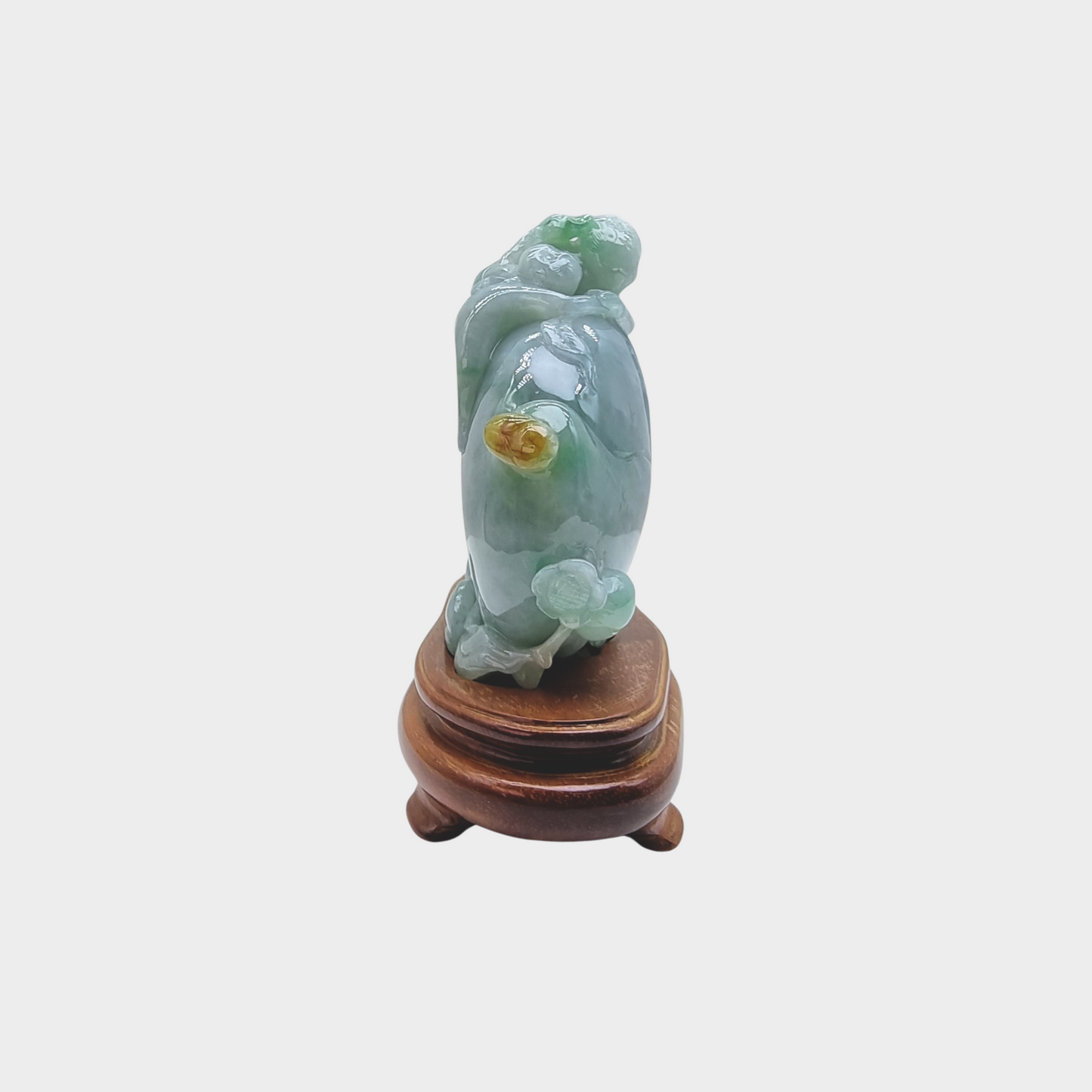 "Auspicious Monkey and Peach" Jadeite Jade Display