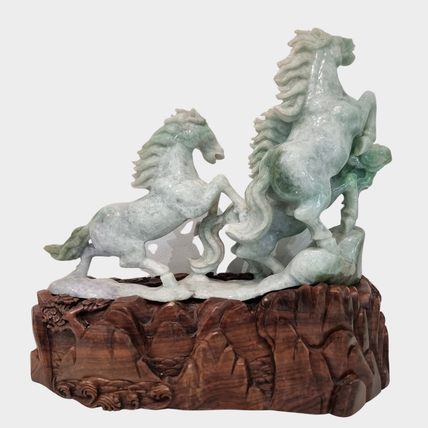 Mega "Galloping Horses" Jadeite Jade Display