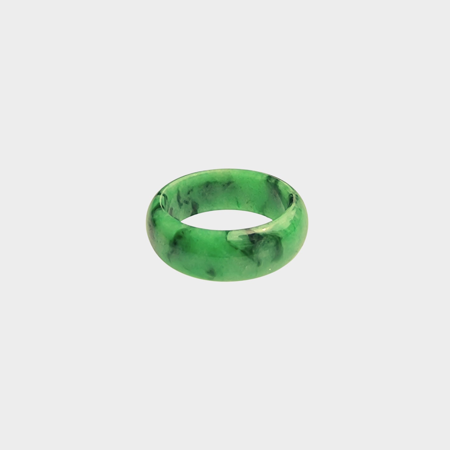 Green with Black Jadeite Jade Abacus Ring