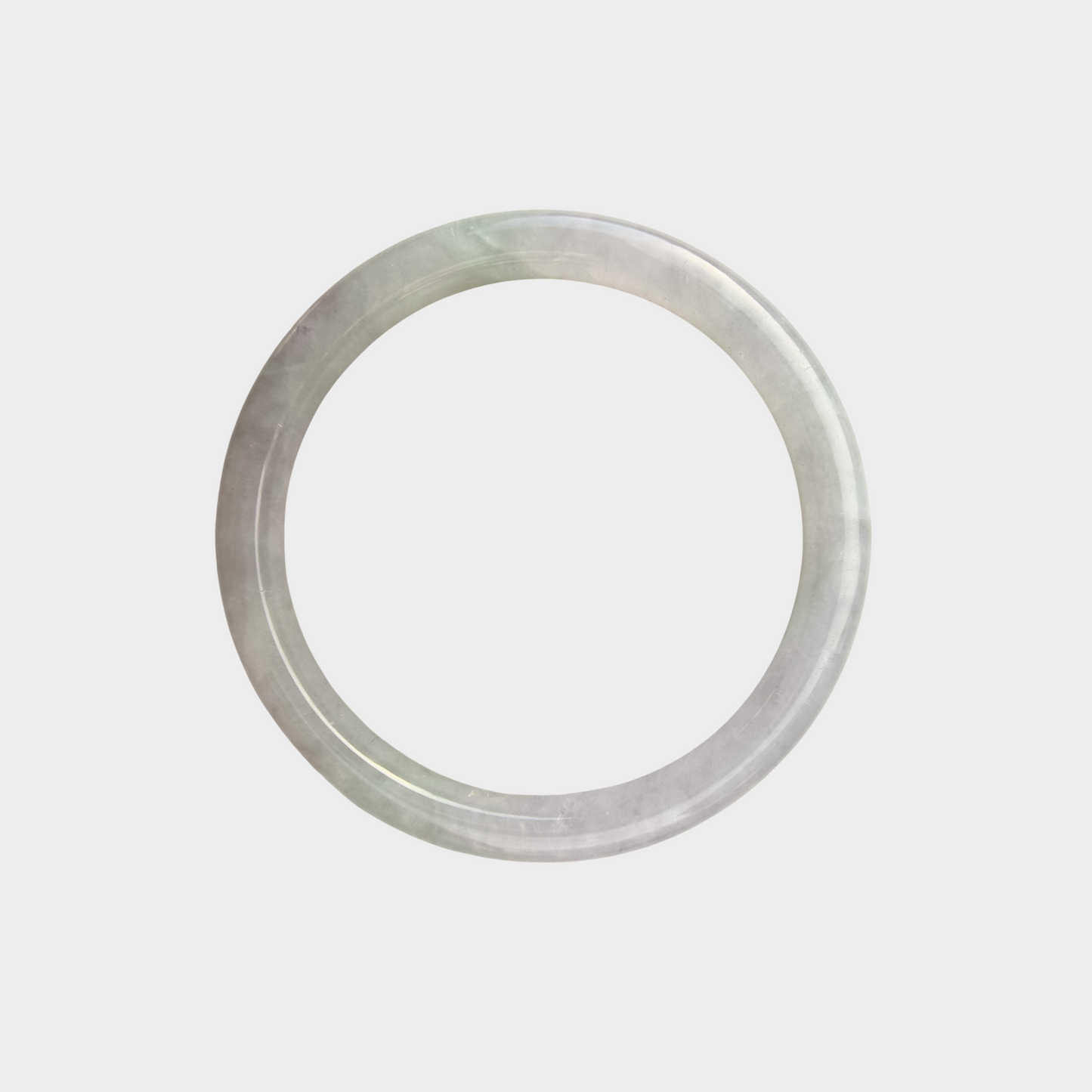 Slim Lavender with Green Jadeite Jade Bangle - 55mm Round