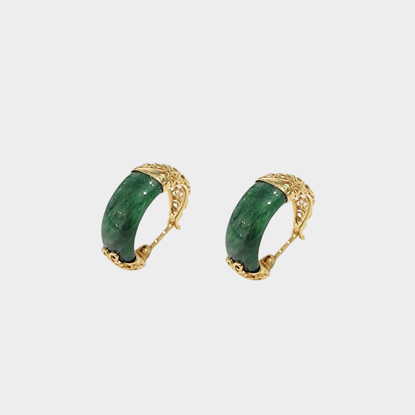 Jadeite Jade Earrings in Yellow Gold