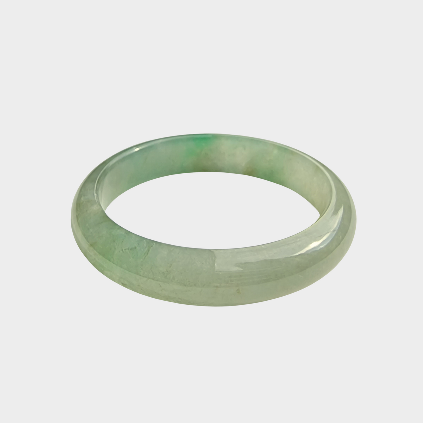 Green Jadeite Jade Bangle - 57mm Half Round