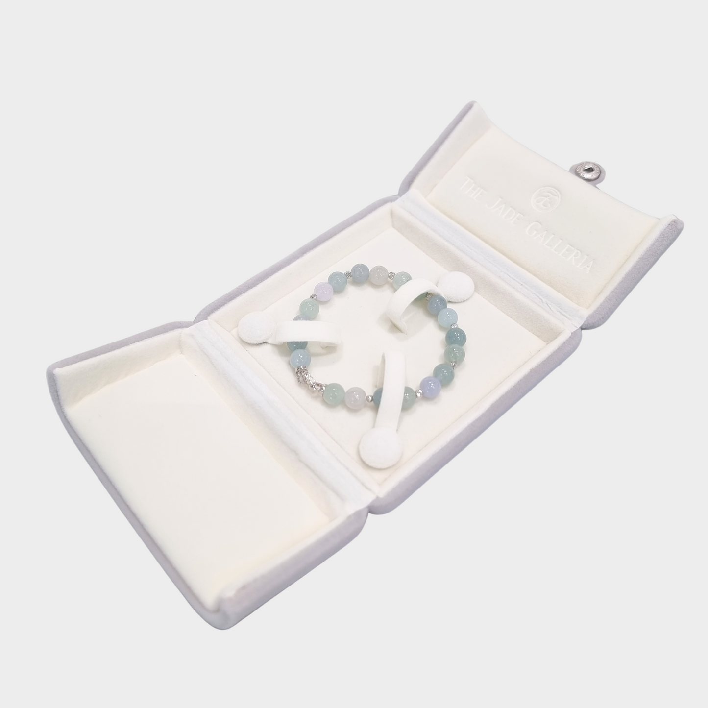 [Pastel Colours Dewdrops] Jadeite Jade Beads Bracelet in White Gold