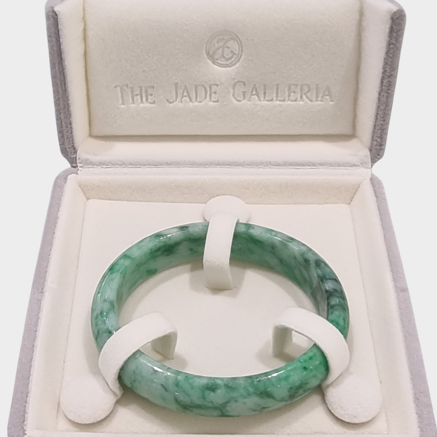 Flower Green Jadeite Jade Bangle - 54mm Oval