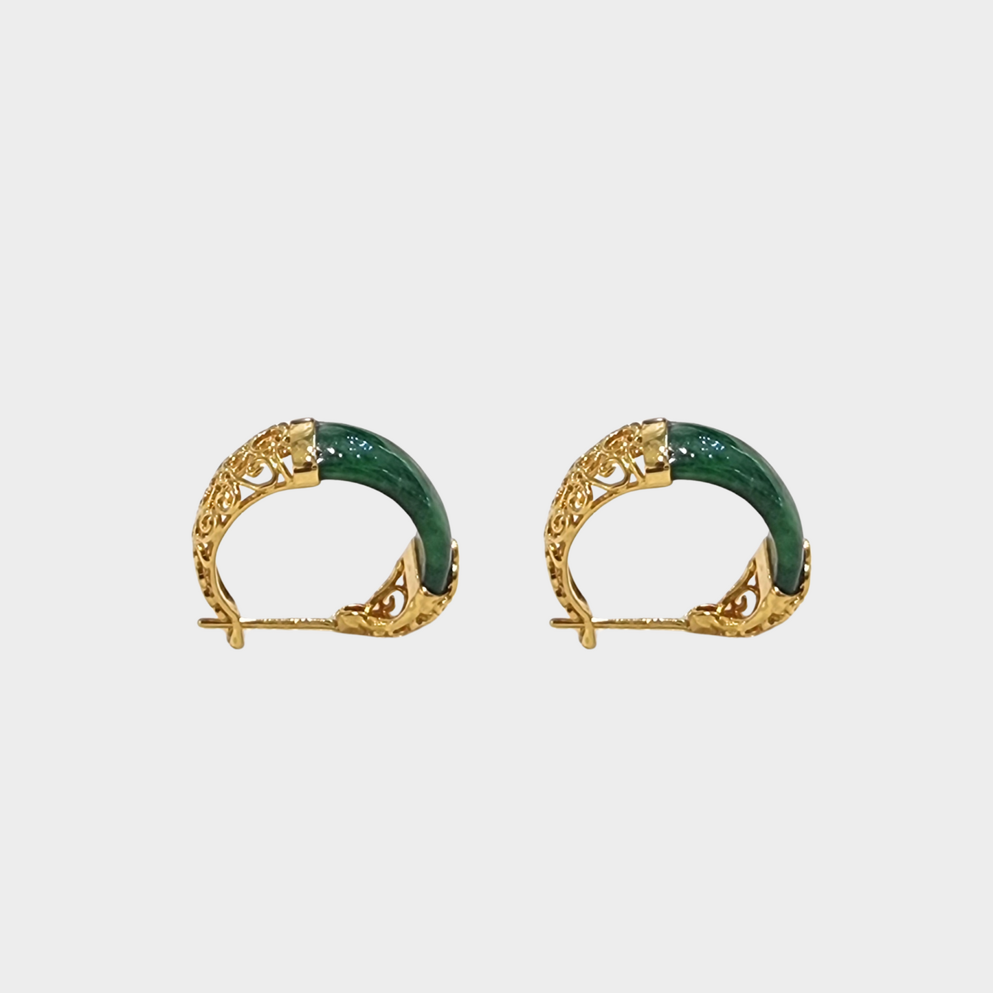 Jadeite Jade Earrings in Yellow Gold