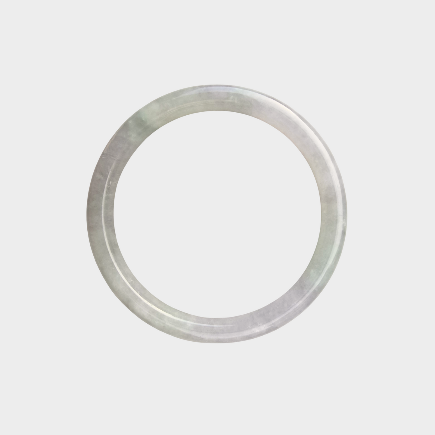 Slim Lavender with Green Jadeite Jade Bangle - 55mm Round