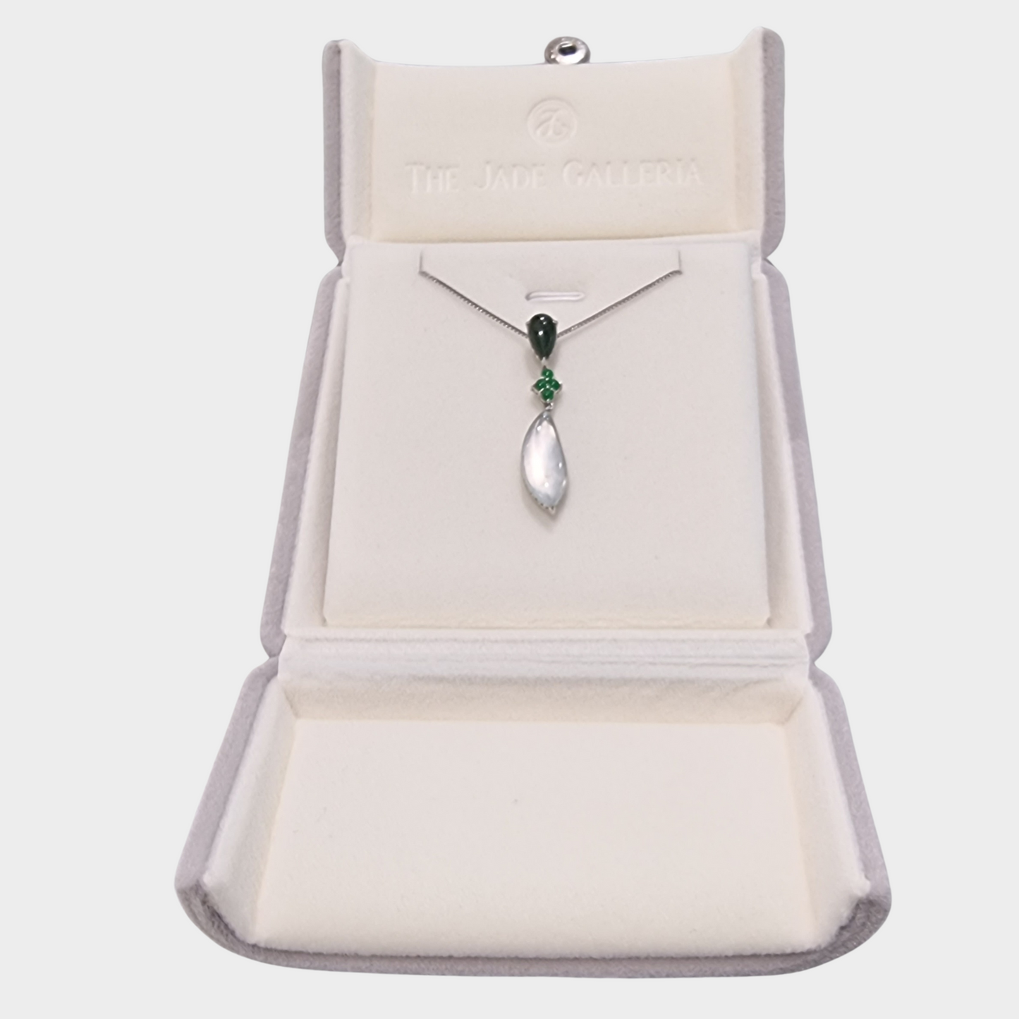 Jadeite Jade Pendant in White Gold with Diamonds