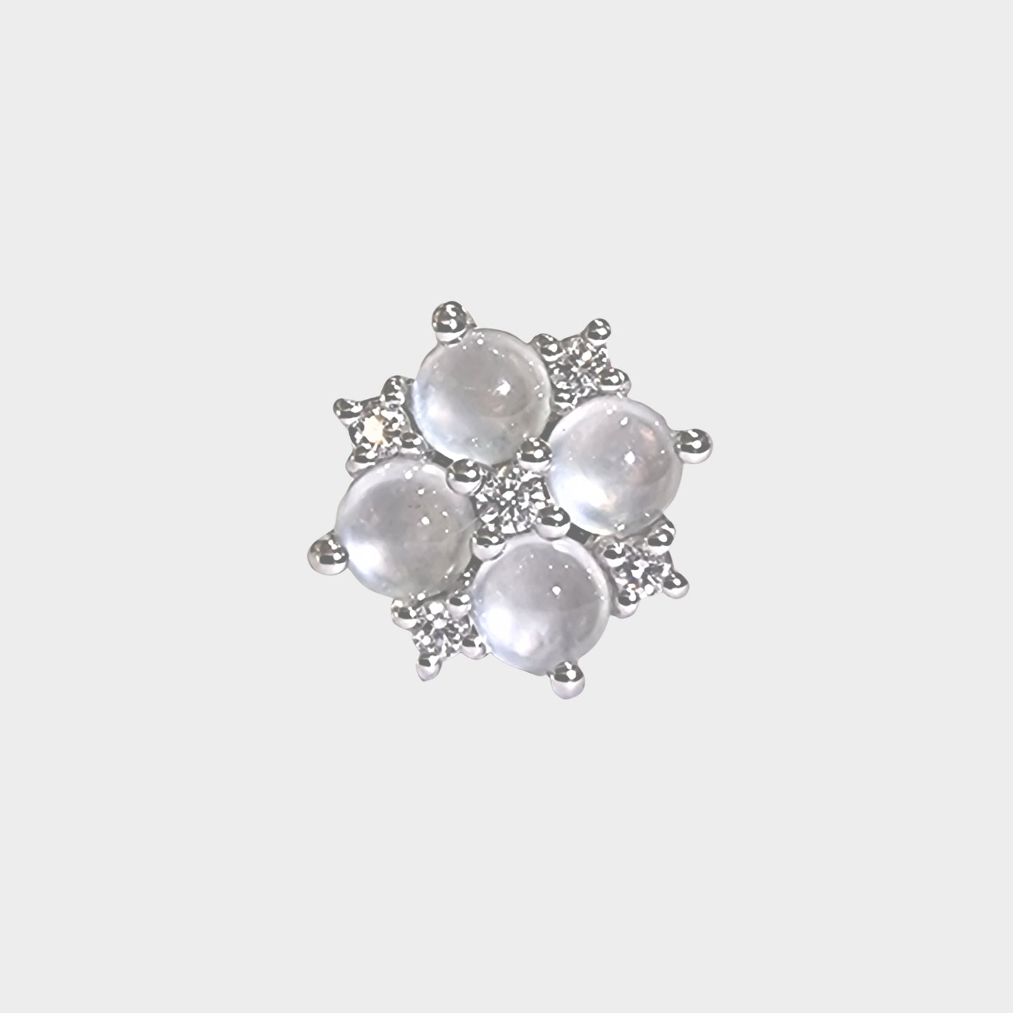 Icy "Snowflakes" Jadeite Jade Stud Earrings in White Gold with Diamonds