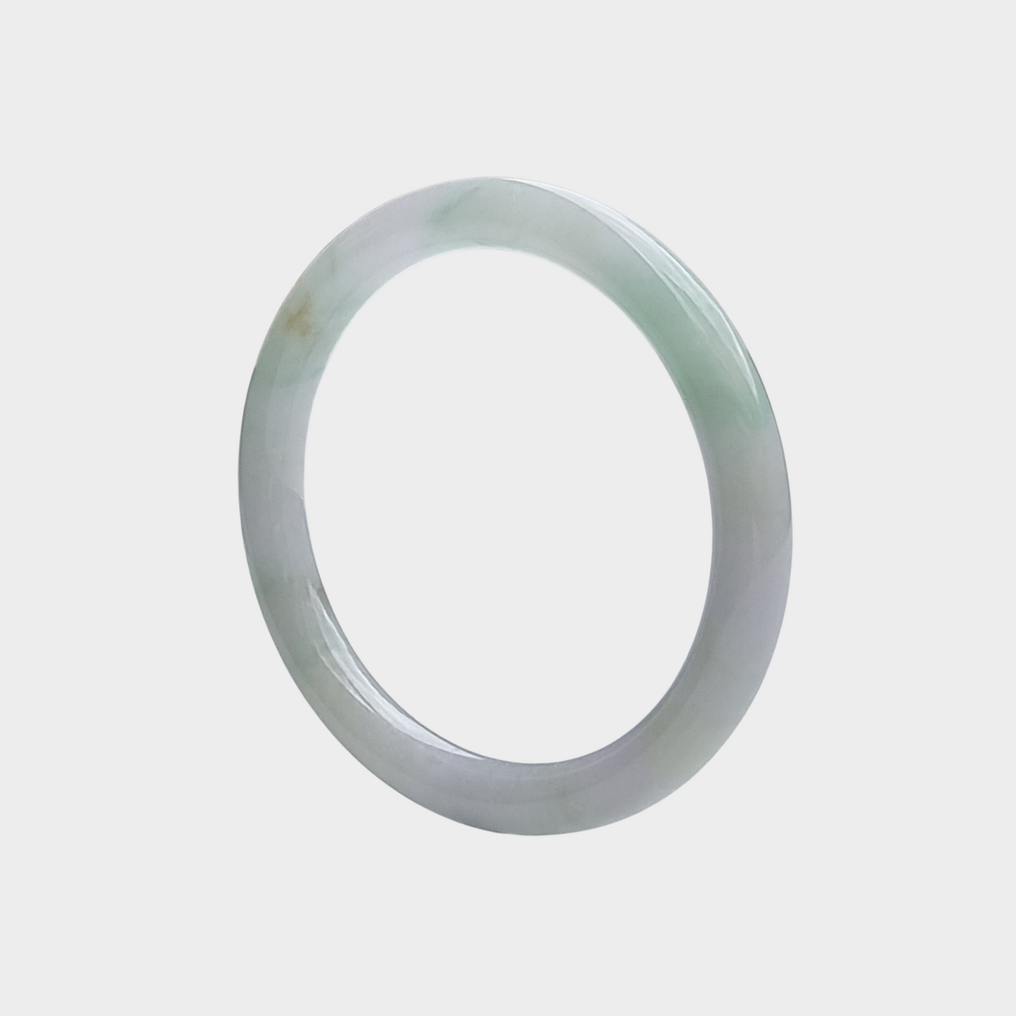 Green and White Jadeite Jade Bangle - 58mm Round