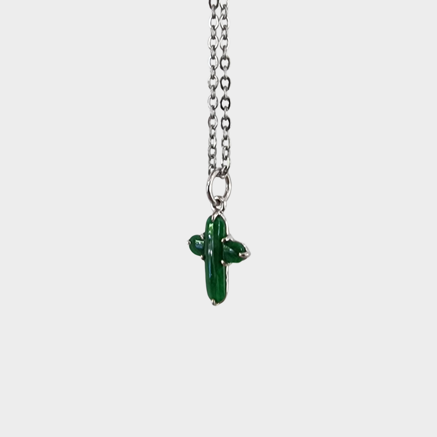 Jadeite Jade "Cross" Pendant in White Gold