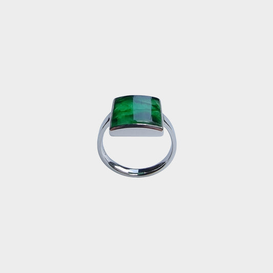 Flower Green Jadeite Jade Ring in White Gold