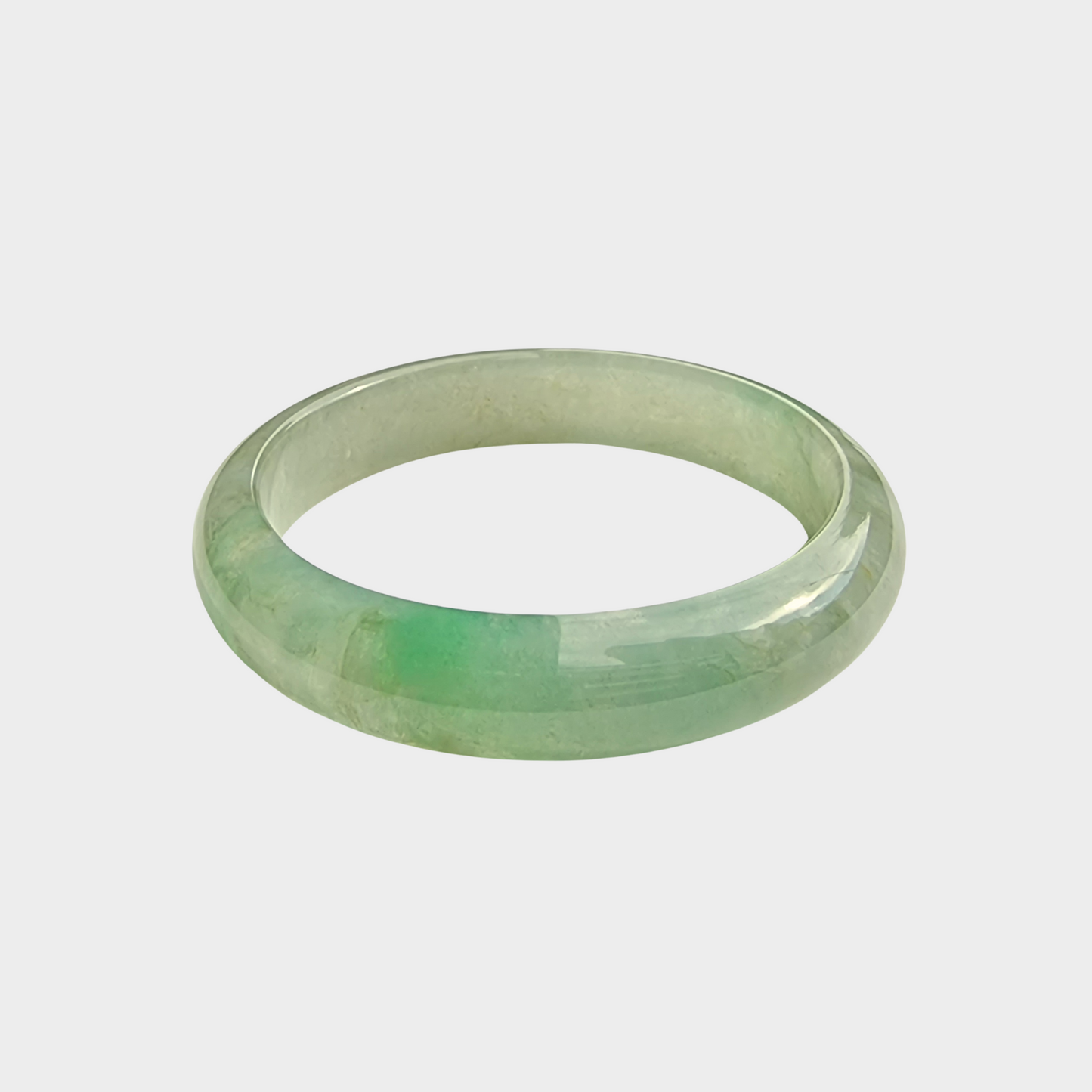 Green Jadeite Jade Bangle - 57mm Half Round