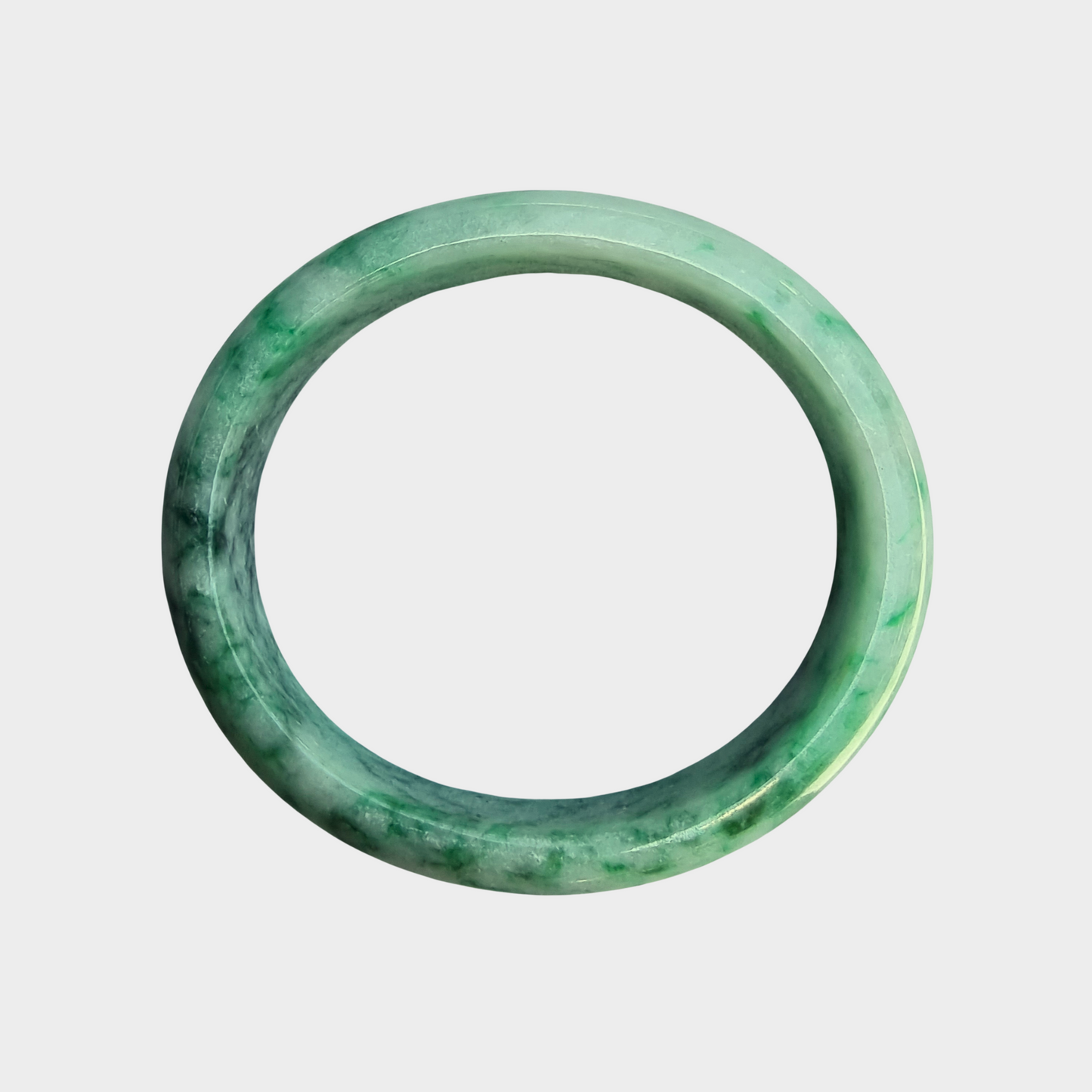 Flower Green Jadeite Jade Bangle - 54mm Oval