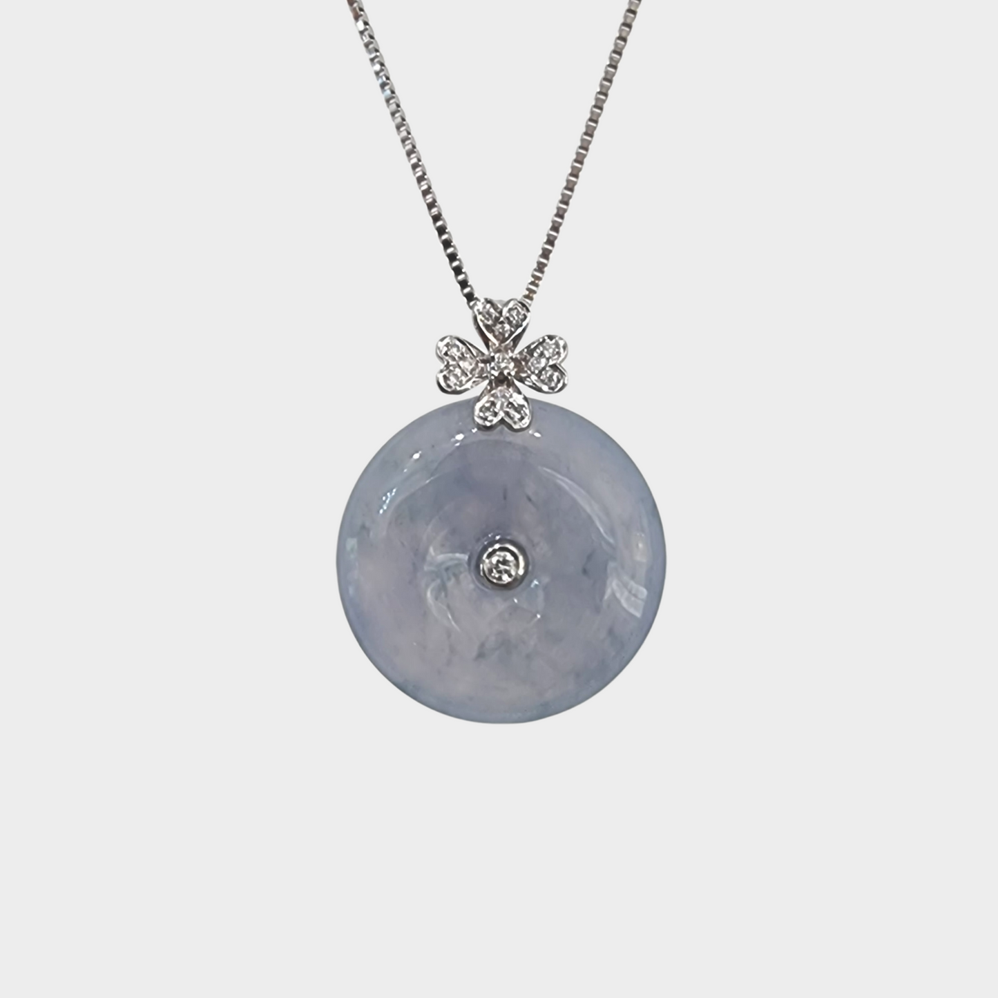 Lavender "Lucky Coin" Jadeite Jade Pendant in White Gold with Diamonds