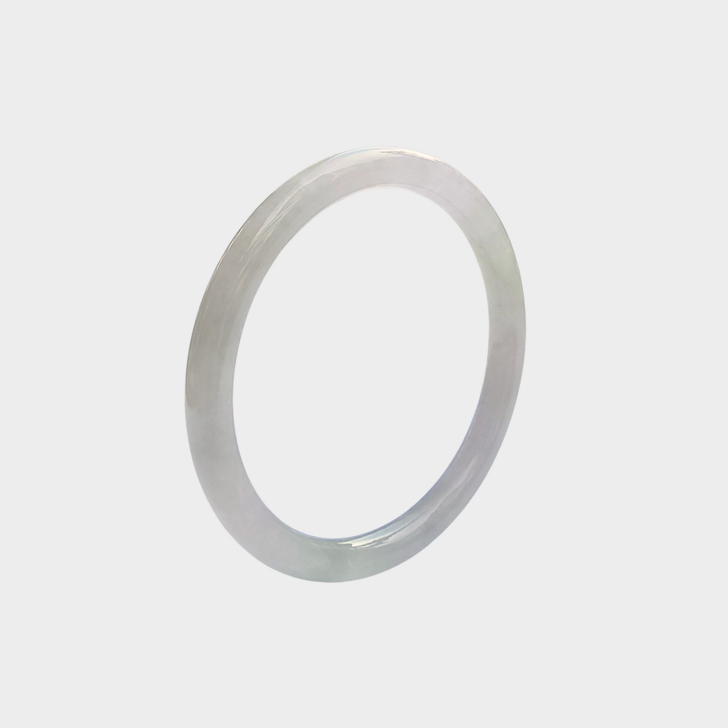 Slim Lavender with Green Jadeite Jade Bangle - 55mm Round