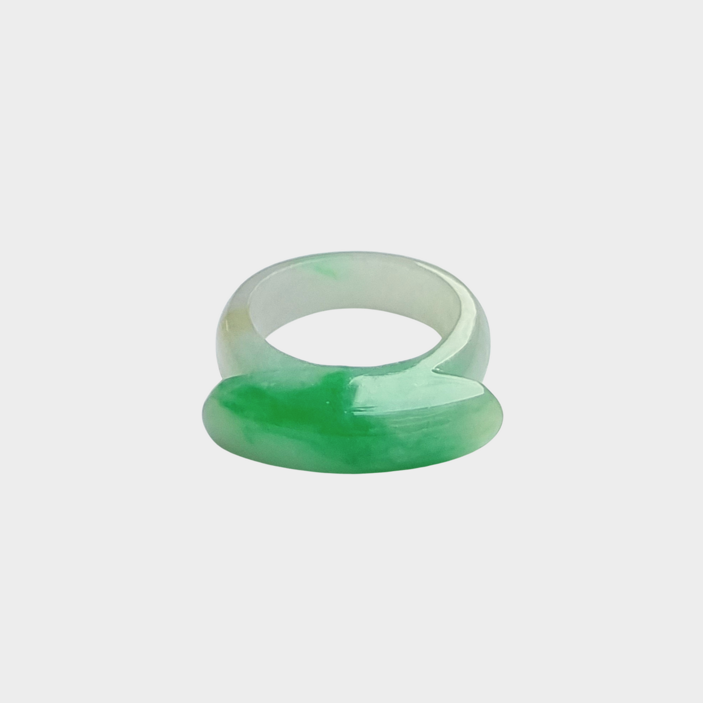 Apple Green Jadeite Jade Saddle Ring