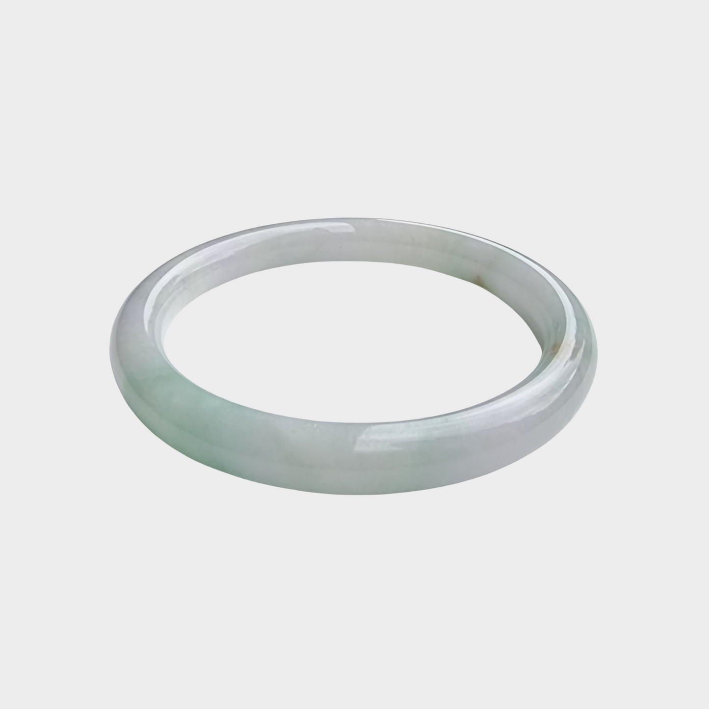 Green and White Jadeite Jade Bangle - 58mm Round