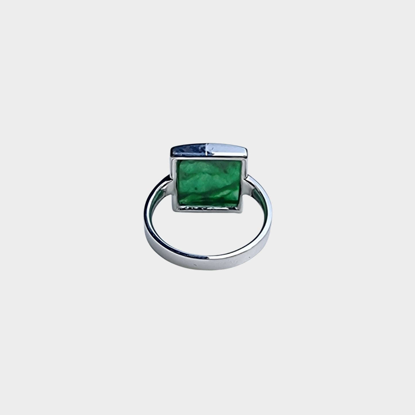 Flower Green Jadeite Jade Ring in White Gold