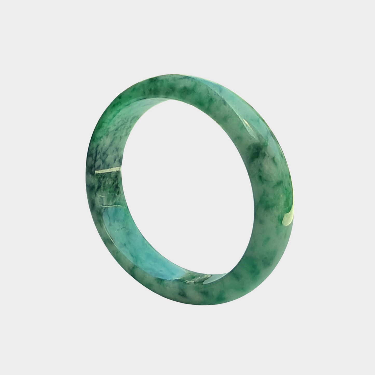 Flower Green Jadeite Jade Bangle - 54mm Oval