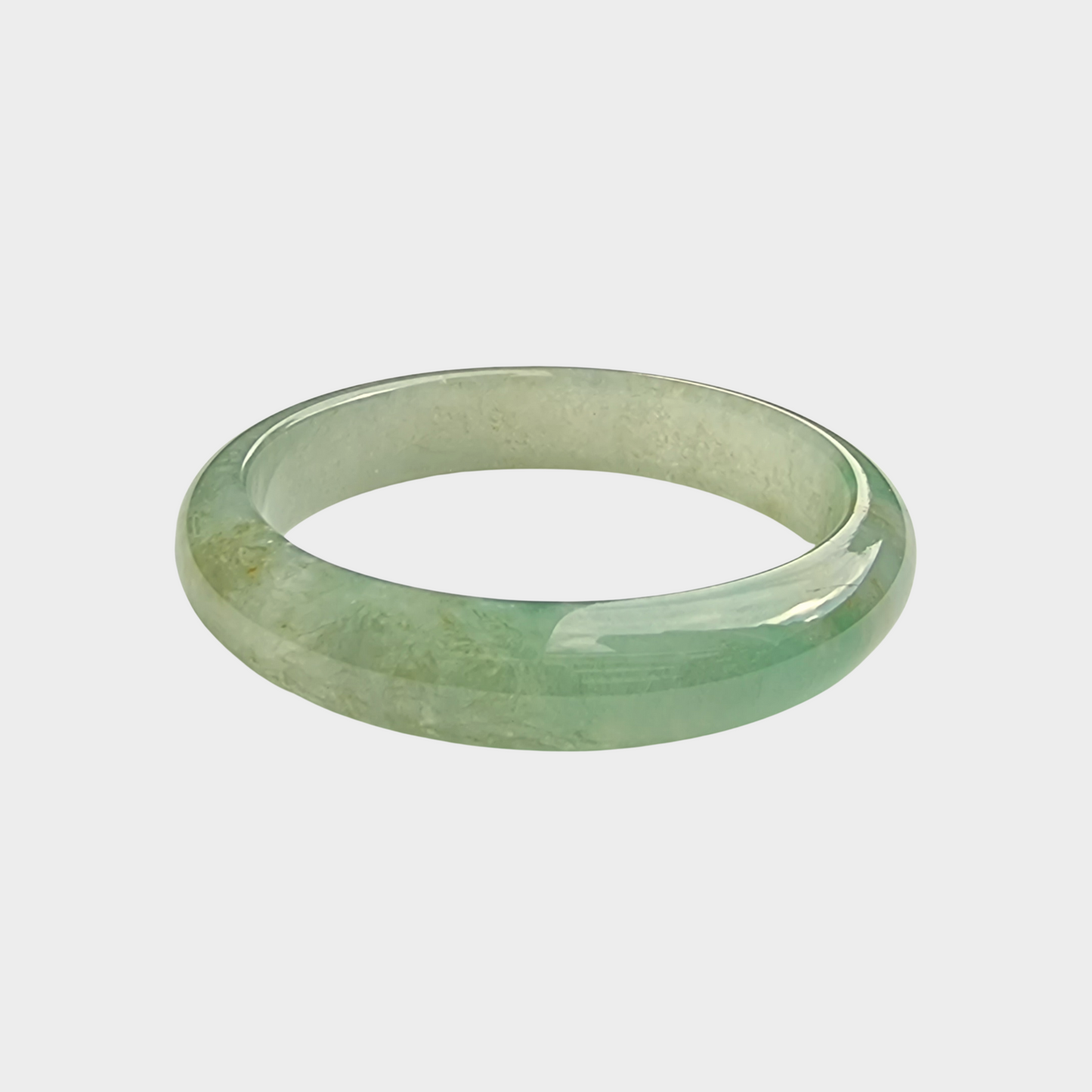 Green Jadeite Jade Bangle - 57mm Half Round