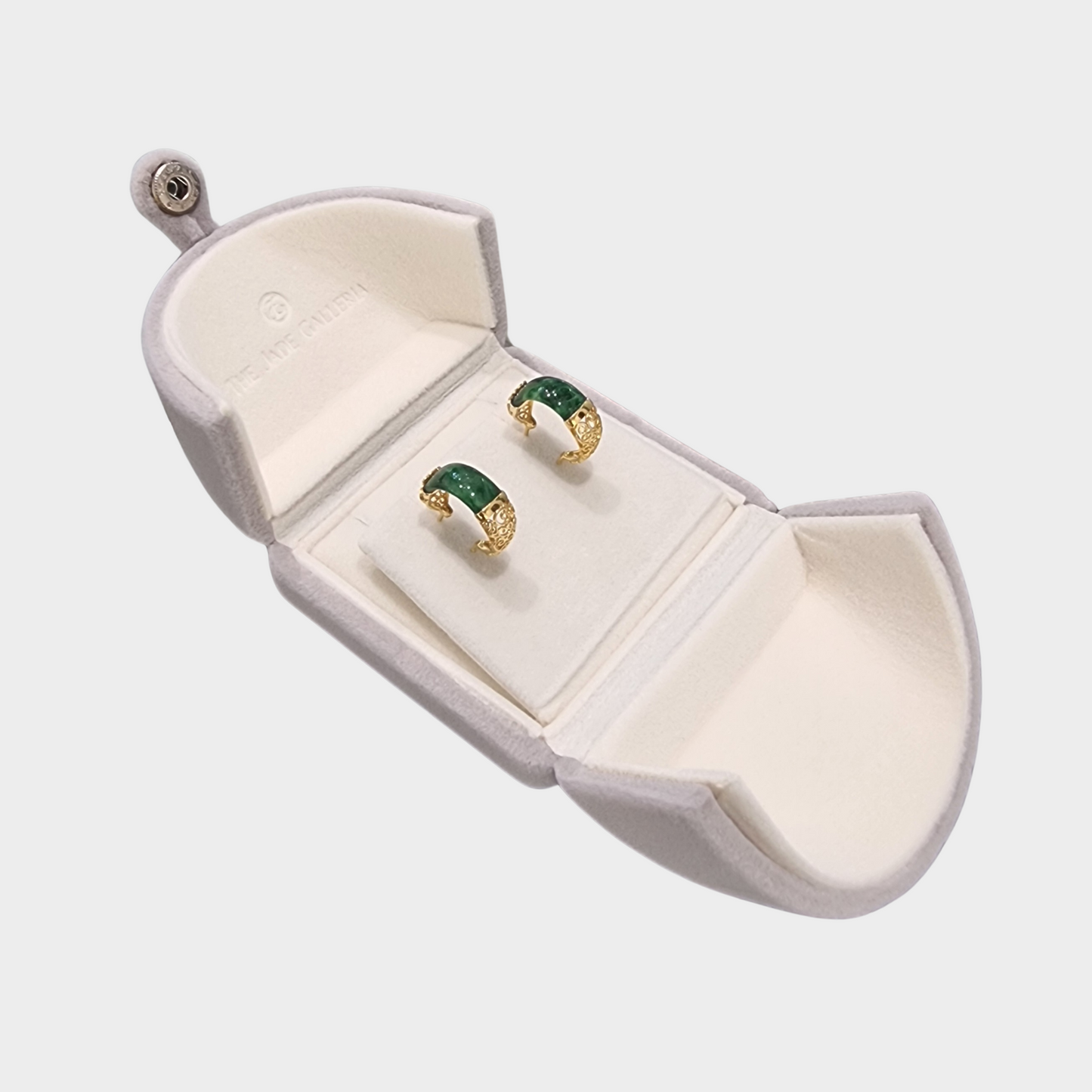 Jadeite Jade Earrings in Yellow Gold