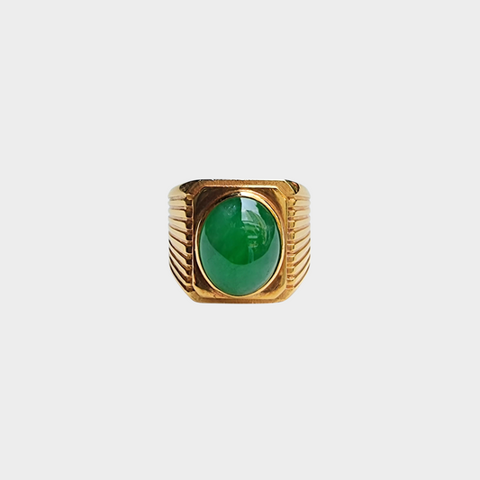 Jadeite Jade Cabochon Ring in Yellow Gold