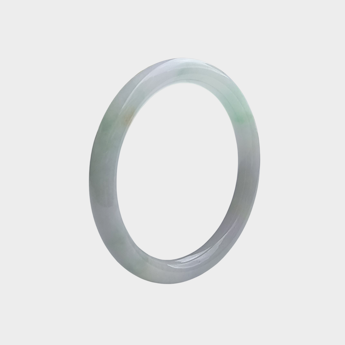 Green and White Jadeite Jade Bangle - 58mm Round