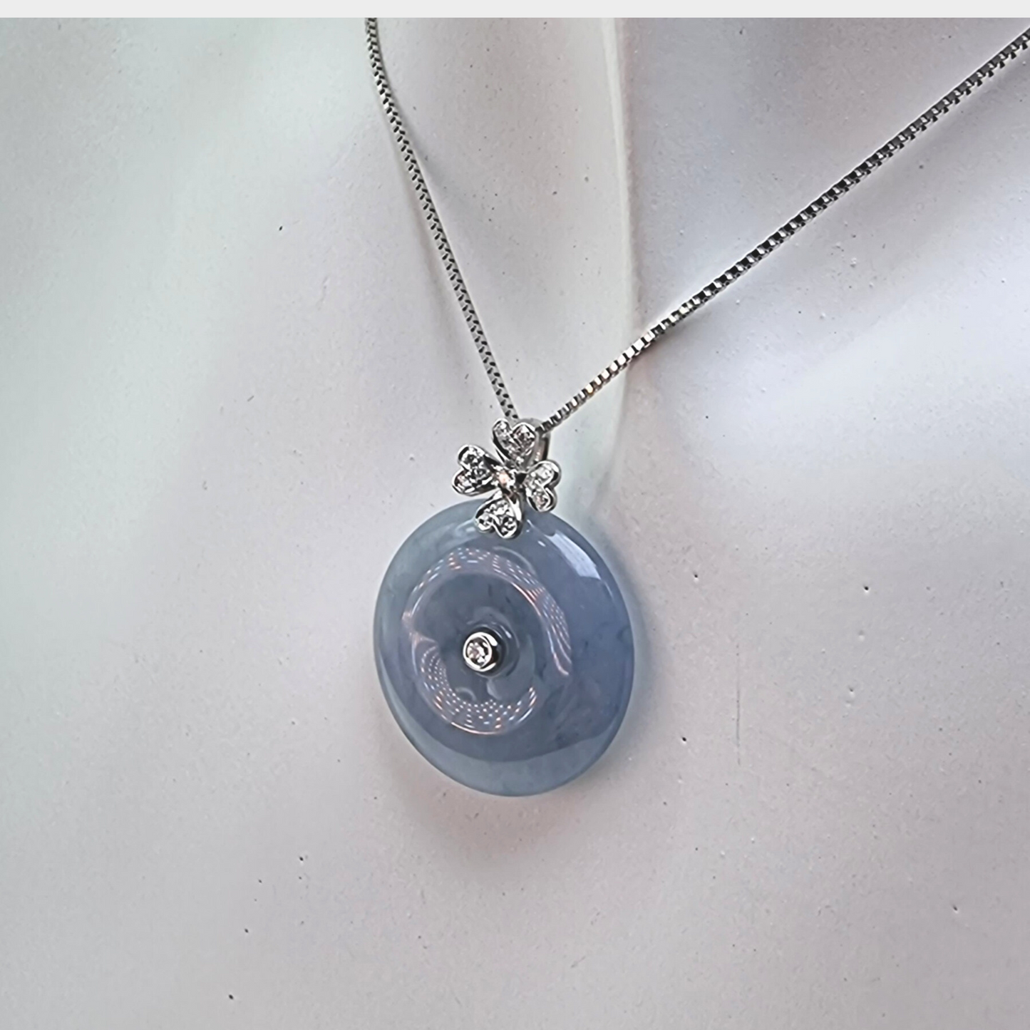 Lavender "Lucky Coin" Jadeite Jade Pendant in White Gold with Diamonds