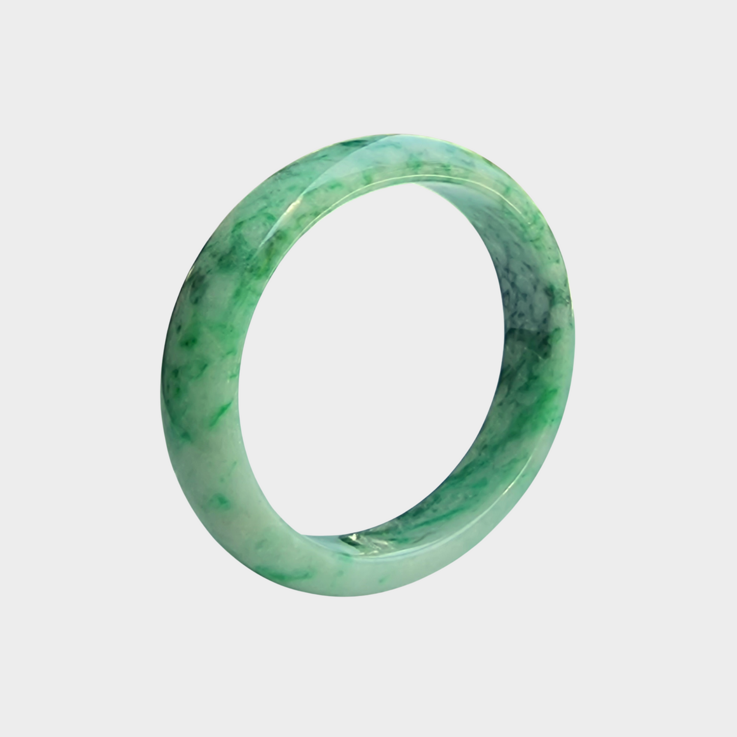 Flower Green Jadeite Jade Bangle - 54mm Oval