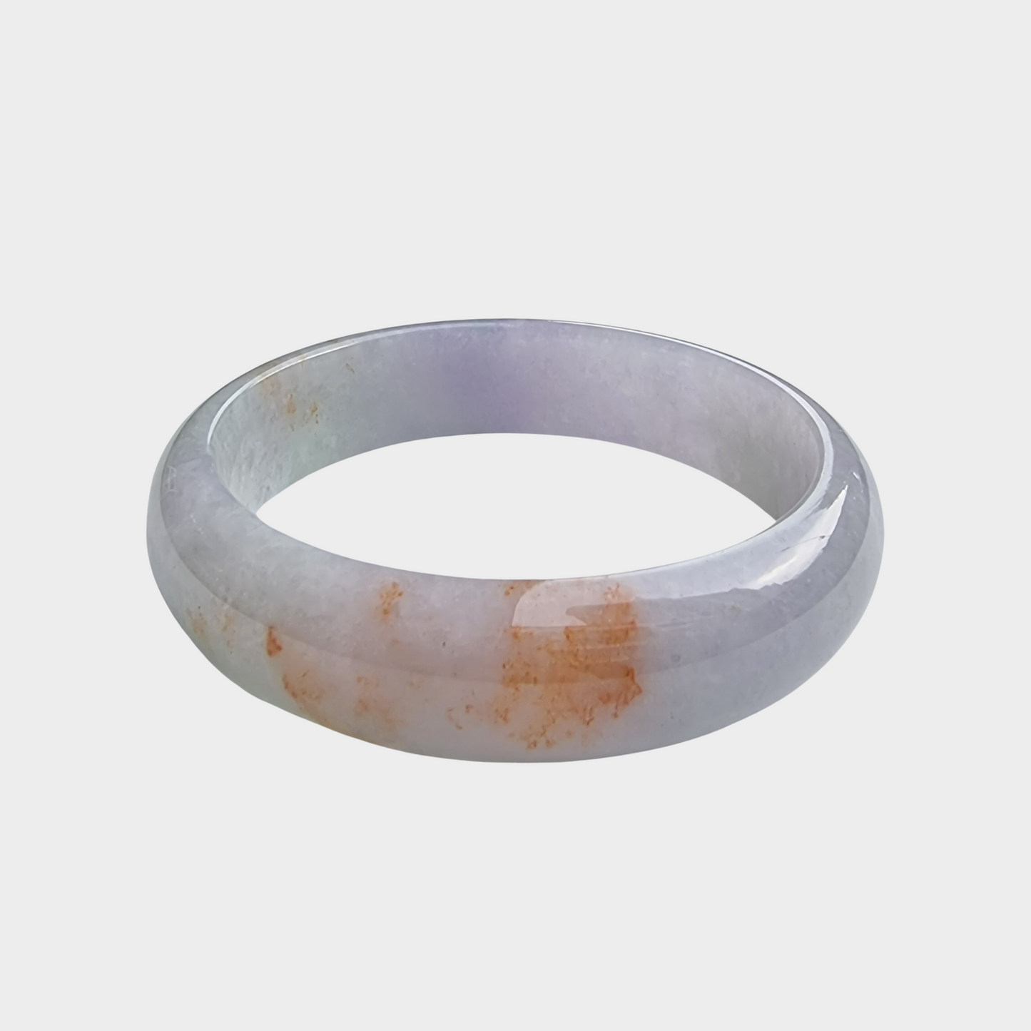 Lavender with Red Jadeite Jade Bangle - 58mm Half Round