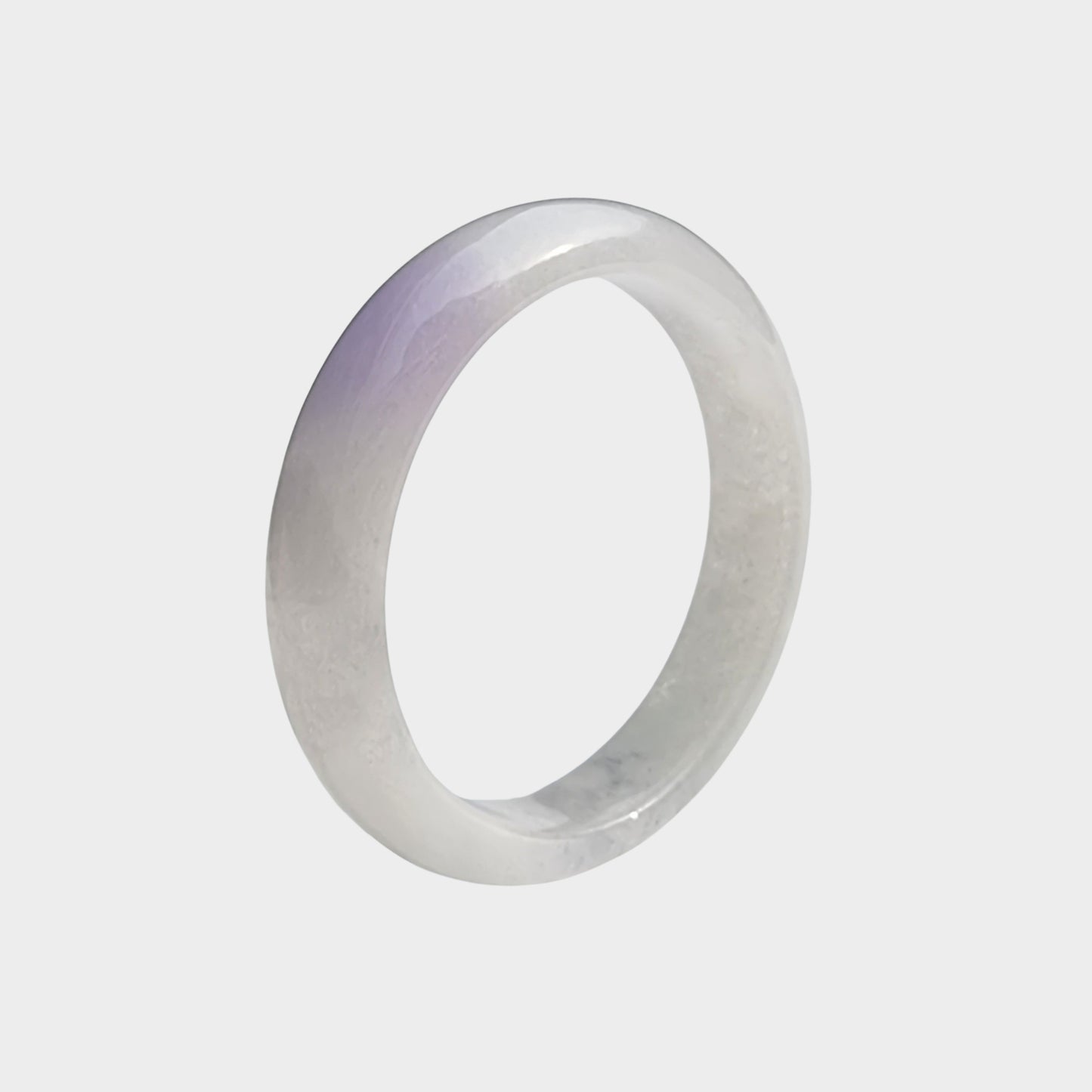 Icy with Lavender Jadeite Jade Bangle - 56mm Half Round