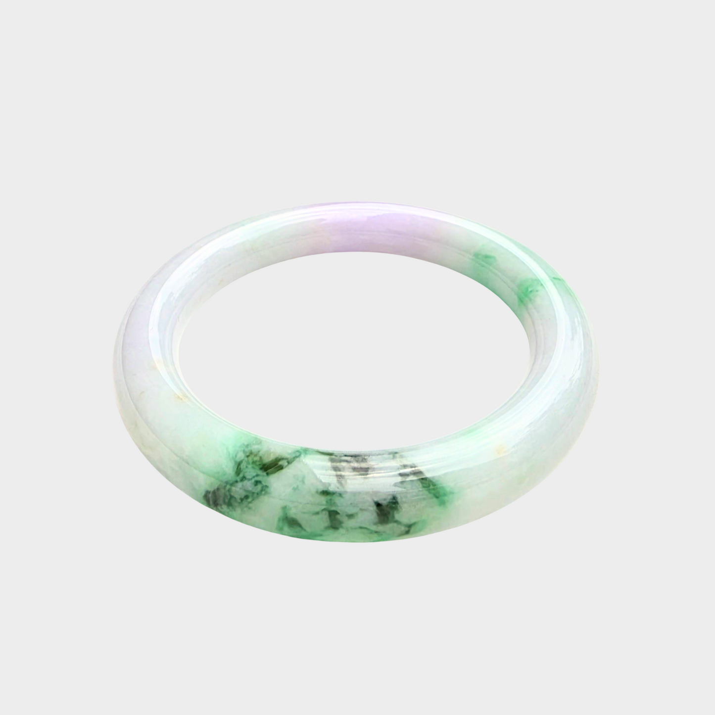 Green and Lavender Jadeite Jade Bangle - 53mm Round