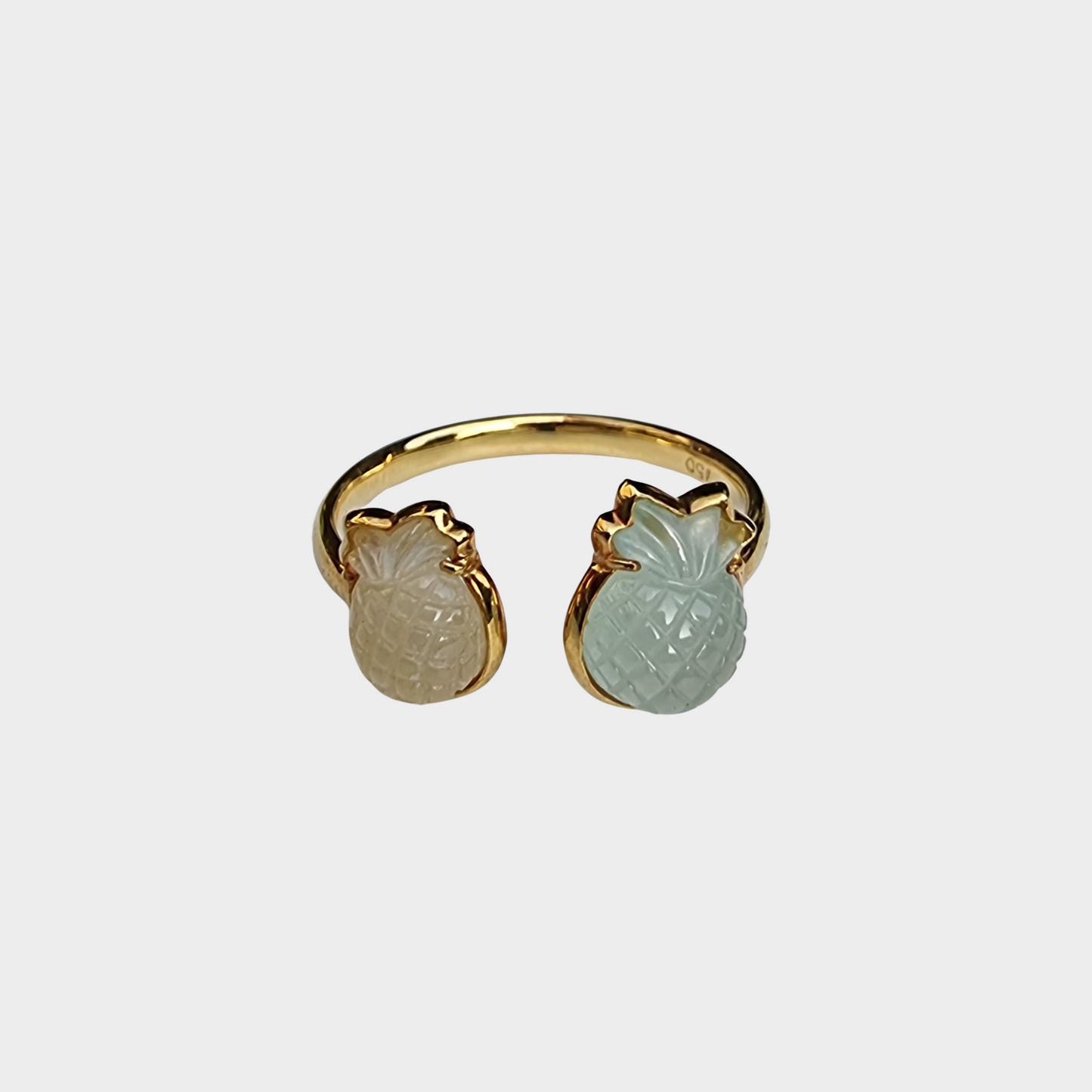 "Auspicious Pineapple" Jadeite Jade Ring in Yellow Gold