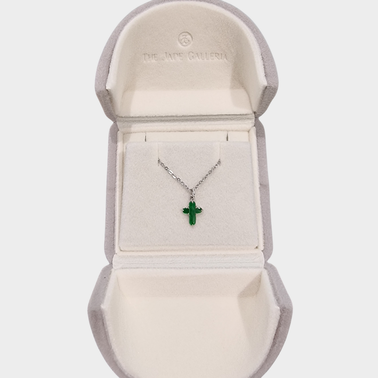 Jadeite Jade "Cross" Pendant in White Gold