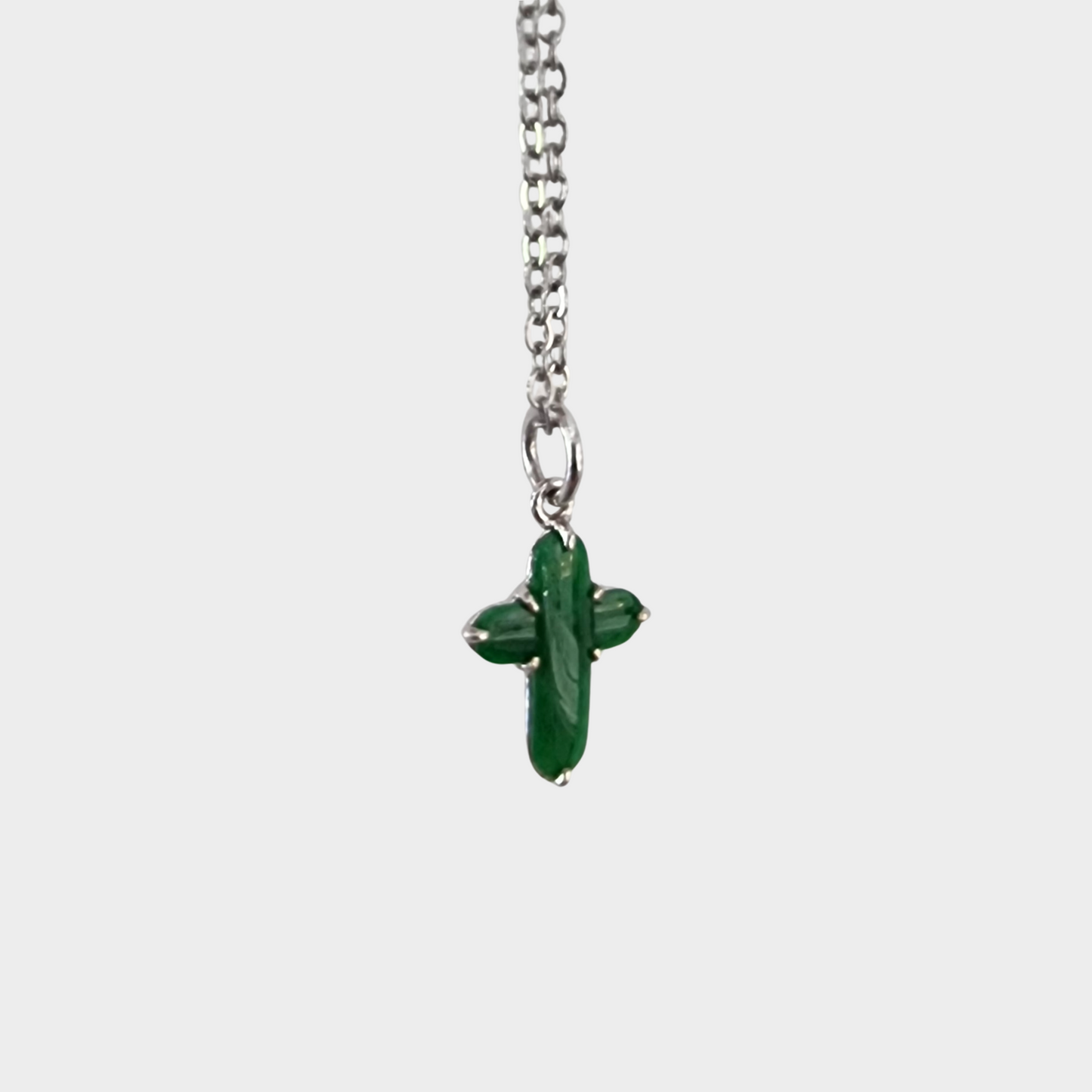 Jadeite Jade "Cross" Pendant in White Gold