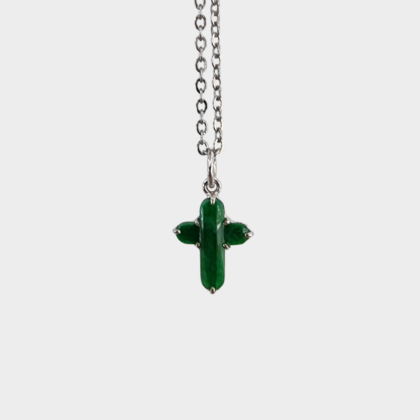 Jadeite Jade "Cross" Pendant in White Gold