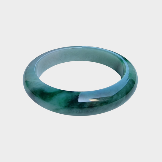 Green Jadeite Jade Bangle - 54mm Half Round