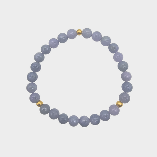 Lavender Jadeite Jade Beads Bracelet with Gold Beads