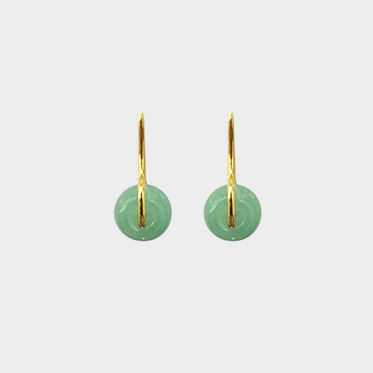 "Lucky Coins" Jadeite Jade Earrings in Yellow Gold