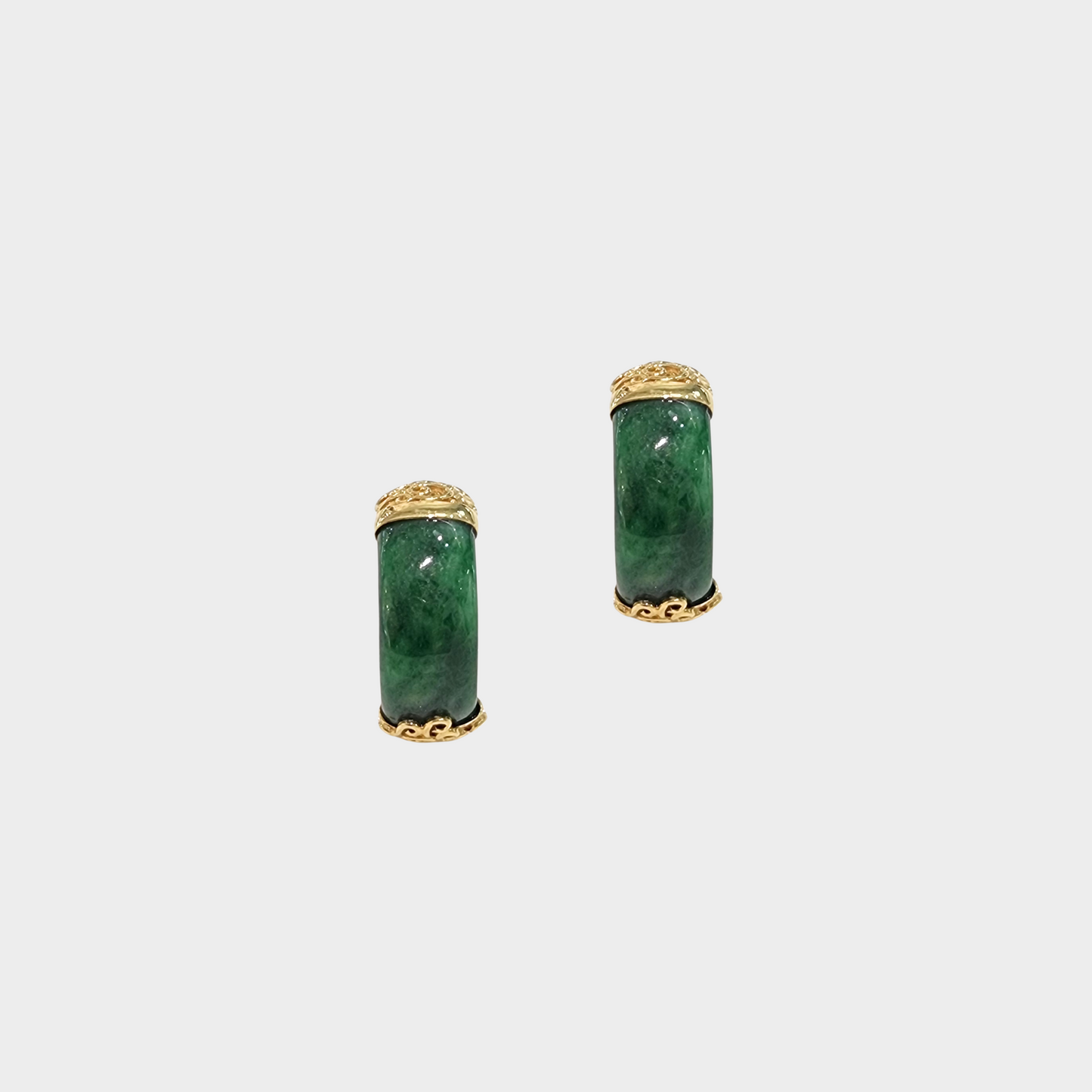 Jadeite Jade Earrings in Yellow Gold