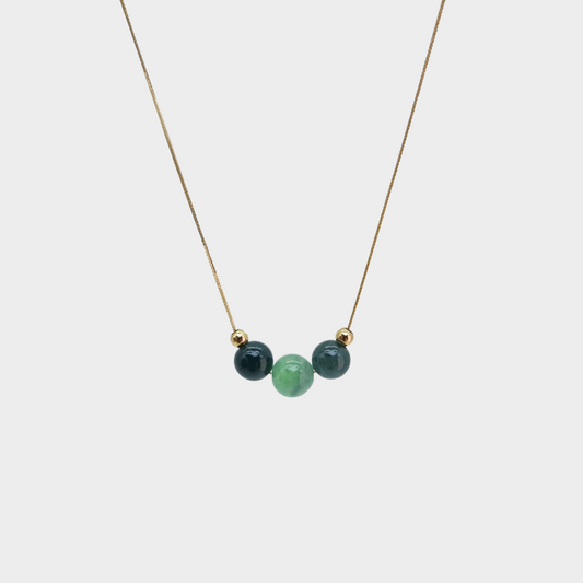 Jadeite Jade Beads Necklace in Yellow Gold