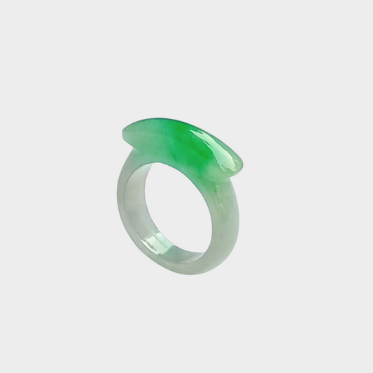 Apple Green Jadeite Jade Saddle Ring