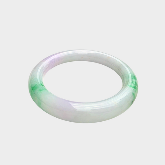 Green and Lavender Jadeite Jade Bangle - 53mm Round