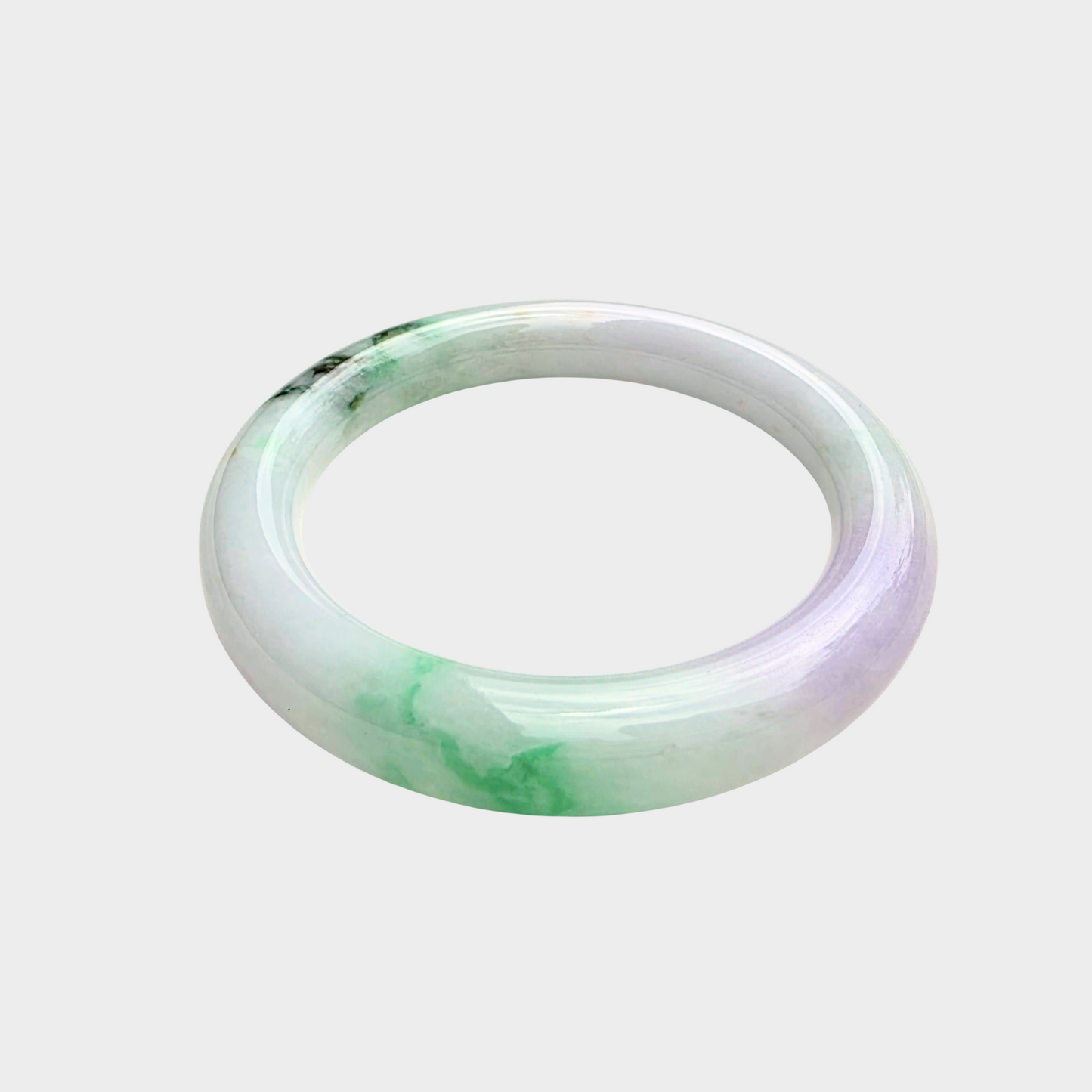 Green and Lavender Jadeite Jade Bangle - 53mm Round