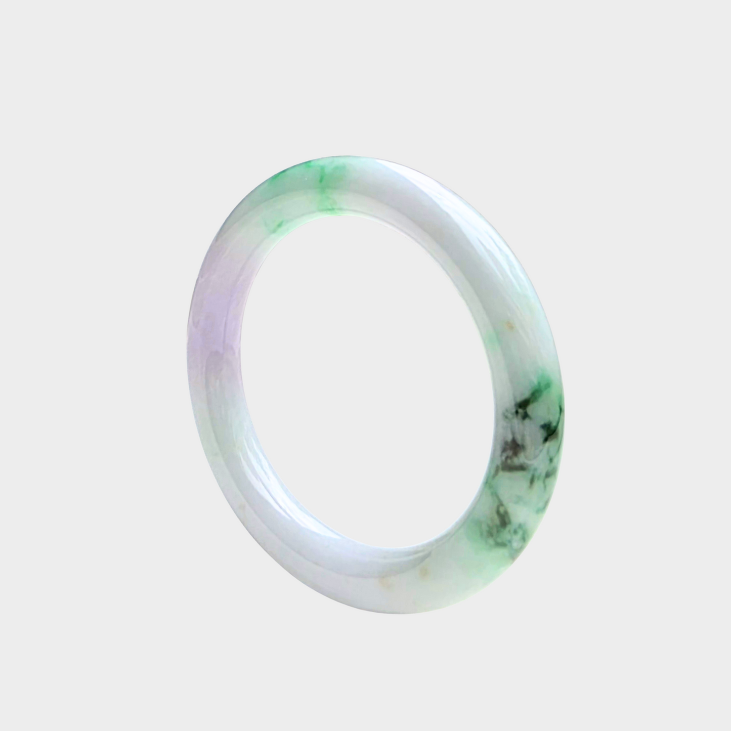 Green and Lavender Jadeite Jade Bangle - 53mm Round